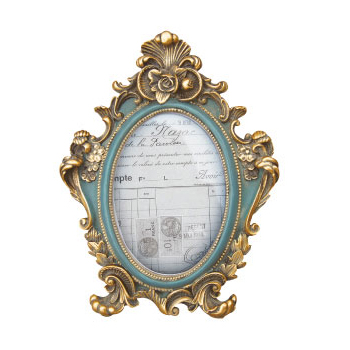 ルリエフォトフレームC-Lサイズ ブルー ゴールド アンティーク オーバルゴージャス おしゃれ