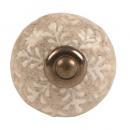 セラミックノブ 3個セット 陶器 アンティーク調 綺麗 フラワー アイボリー DIY 直径4