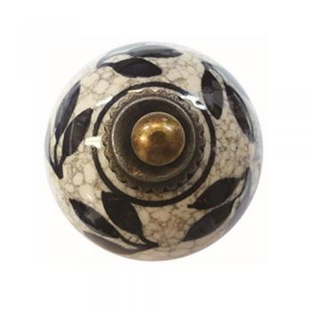 セラミックノブ 3個セット 陶器 アンティーク調 綺麗 フラワー ブラック DIY 直径4