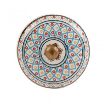 セラミックノブ 3個セット 陶器 アンティーク調 綺麗 フラワー ブルー DIY 直径4