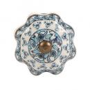 セラミックノブ 3個セット 陶器 アンティーク調 綺麗 フラワー ブルー DIY 直径4