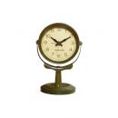 デスククロック 置き時計 アラーム スタンド スイープムーブメント アンティーク インテリア カーキ