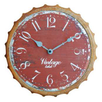 ヴィンテージクロック 壁掛け時計 ラウンド レッド アンティーク レトロ おしゃれ シャビー
