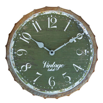 ヴィンテージクロック 壁掛け時計 ラウンド グリーン アンティーク レトロ おしゃれ シャビー