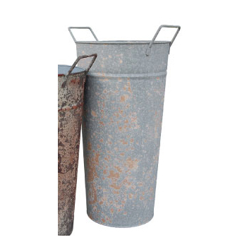 ブリキ グリーンポット ロングL 植木鉢アンティーク グレー ガーデニング おしゃれシャビー