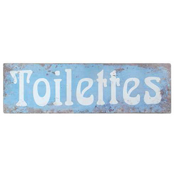 レトロアイアンサインプレートH ヴィンテージ 壁掛けディスプレイ ブルー Toilettes カフェ