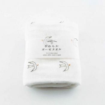 バード柄タオル  ガーゼ やわらかい トリ 幅34