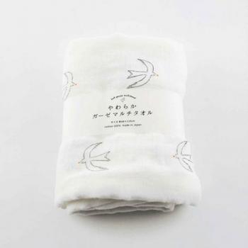 バード柄マルチタオル  ガーゼ やわらかい トリ 幅70