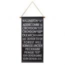 ロールサインタペストリーC アンティーク ウォールデコ 壁掛けディスプレイ インダストリアル 黒