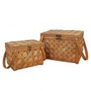 ブラウンノルディックバスケットB かご 北欧 アンティーク 蓋持ち手付 おしゃれ 収納 SLセット