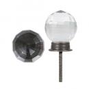 GLASS KNOB E アンティーク調 DIY ノブ クリア アイアン ガラス 長さ7.3