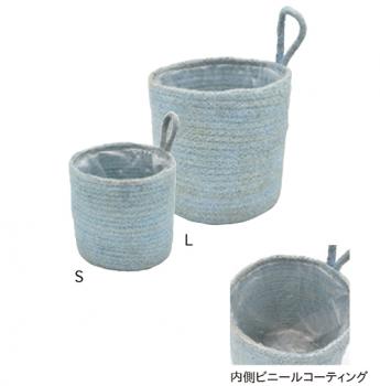 エスニックバスケット ブルー かご 収納 持ち手付き ガーデニング  通販