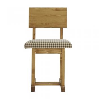 コロハ ダイニングチェア NA/チェックBR 椅子 ナチュラル カフェ風 ファブリック パイン材