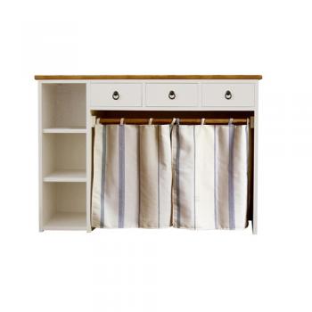 ケッパー 118カウンター キッチン シェルフ 棚 カントリー調 おしゃれ カーテン付 ストライプ