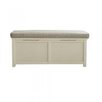 ベンチィ スツール L WH/チェックBR ホワイト 長椅子 北欧 かわいい 子供部屋