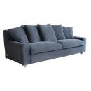 ヌガーソファ 3P NV ネイビー 座り心地の良い ファブリック シャビー おしゃれ クッション付き