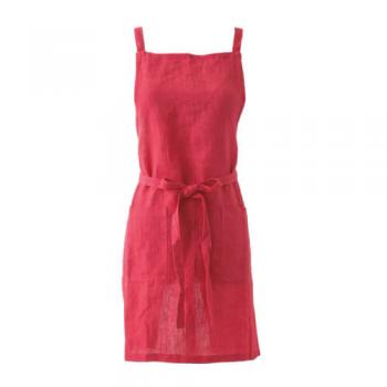 エプロン レッド リネン シンプル ナチュラル 料理 キッチン 通販