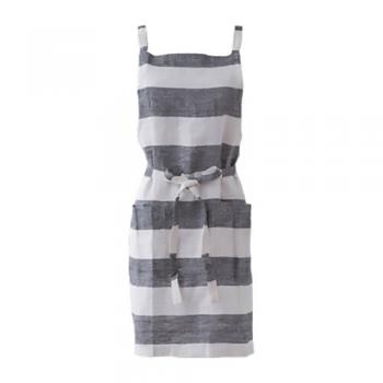 ボーダーエプロン ブラック リネン シンプル ナチュラル 料理 キッチン 通販