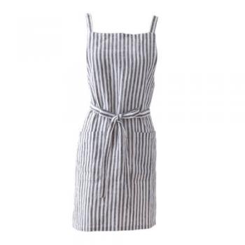 ストライプエプロン ブラック リネン ナチュラル 料理 キッチン 通販