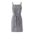 チェック柄エプロン ブラック リネン ナチュラル 料理 キッチン 通販