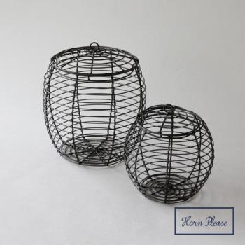 IRON リッド バスケット (S) かご ブラック おしゃれ アイアン 高さ13