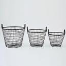 IRON ラウンド バスケット スタウト (S) かご ブラック おしゃれ アイアン 直径30