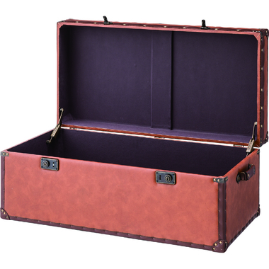 トランクテーブル 木製 収納 茶 ブラウン アンティーク調 箱 合皮 インダストリアル