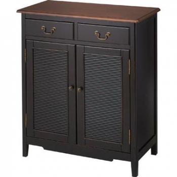 シックキャビネット アンティーク調 黒 ブラック お洒落 木製 収納 ラック 棚 インダストリアル