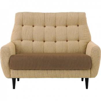ソファ(2人掛) 布製 ベージュ 茶 ナチュラル 木製 ファブリックソファ リビング　