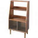 シェルフ オープンラック 天然木 ウォールナット ブラウン 茶 ナチュラル レトロ ガラス　　　　