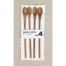 Bamboo スティックスプーン4Pセット 木製 ナチュラル 茶 ブラウン 自然 竹 天然 食器