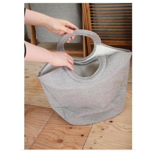グリーンeco ランドリーバッグ Sサイズ シンプル 洗濯かご 収納 ファブリック 竹 雑貨 グレー