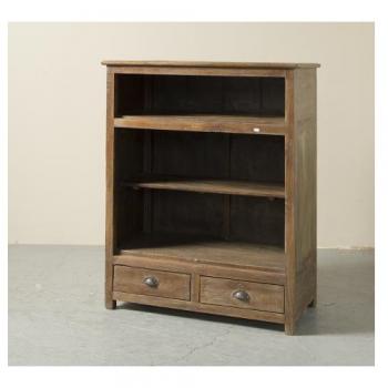 シェルフ アンティーク家具 おしゃれ 木製 3段 引き出し 棚 シャビー ブラウン 高さ125