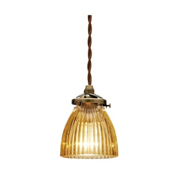 ペンダントライト デザインガラス ガラス スチール 電球付き ストライプアンバー