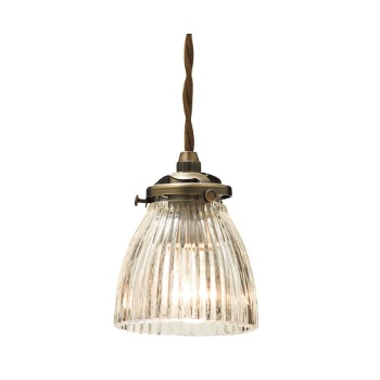 ペンダントライト デザインガラス ガラス スチール LED電球付き クリアストライプガラス