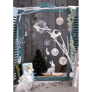 壁掛け ウィンドウフレーム アンティーク シャビー 青 レトロ ガール パリ フレンチ ナチュラル