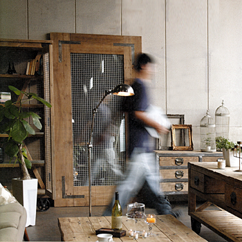 グリルキャビネット 木製 シェルフ ドロワー シャビー アンティーク調 お洒落 インダストリアル