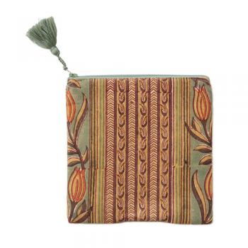 プリントスクエアポーチ オレンジ 雑貨 持ち運び サブバッグ 収納 幅17 通販