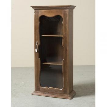 ミニキャビネット アンティーク家具 おしゃれ 木製 ブラウン スリム ガラス ラック 高さ112