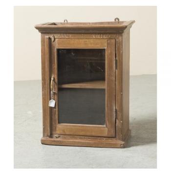 ミニキャビネット アンティーク家具 おしゃれ 木製 ブラウン シンプル ガラス ラック 高さ65