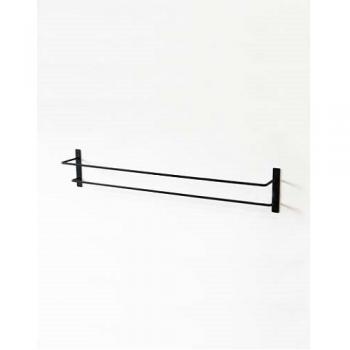 アイアンダブルタオルホルダー アイアン おしゃれ フックバー ブラック 全長680