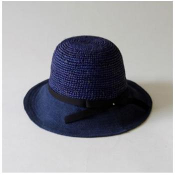 RAFFIA&JUTE ラウンド クラウン ハット ジェム NV 帽子 おしゃれ 直径58cm