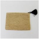 RAFFIA タッセル クラッチバッグ ナチュール NT おしゃれ ナチュラル 幅34cm