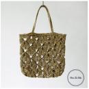 ABACA バッグ マクラメ ブロッサム BE ベージュ ナチュラル 幅40cm