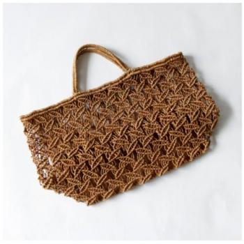 ABACA トートバッグ マクラメ リーフ BE ベージュ ナチュラル 幅40cm