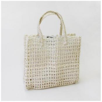 ABACA バッグ ボンプレイド WH ホワイト トート おしゃれ ナチュラル 幅33cm