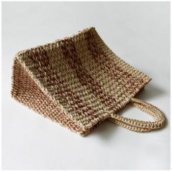 ABACA スクエアバッグ ストレープ BR ブラウン トート おしゃれ ナチュラル 幅40cm