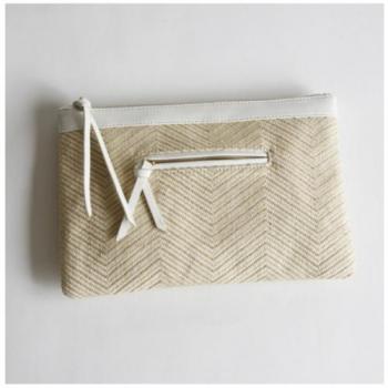 シェブロン ライン クラッチバッグ WH ホワイト おしゃれ ナチュラル 幅31cm
