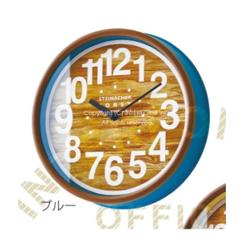 電波掛け時計 木の温かみ 木目調 かわいい おしゃれ カジュアル ブルー