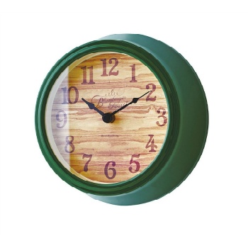 掛け時計 木目調 静音 クール シック グリーン